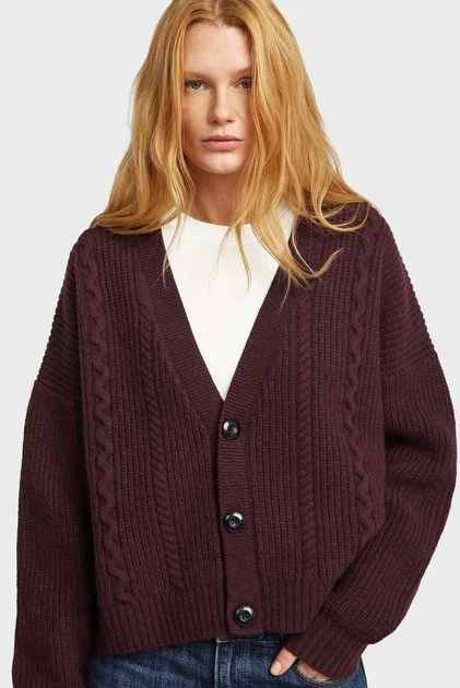 Жіночий бордовий шерстяний кардиган Cable G-Star RAW S D27729, D770 - зображення 4