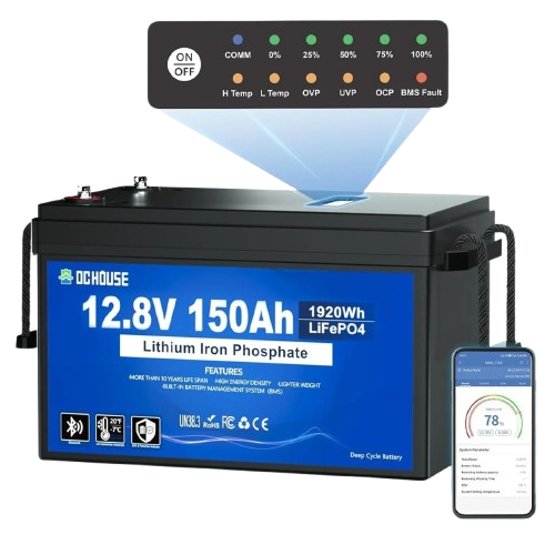 Аккумуляторная батарея DСHOUSE LiFePO4 12.8В 150А•час LiFePo4 заряд 120А Bluetooth Черный (ECO-LFP1215005) - изображение 3