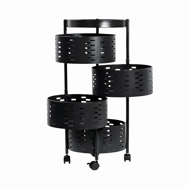 Этажерка на колесах SphereAl R100102-W поворотные корзины железная 4 яруса 33х81 см Черный - изображение 2