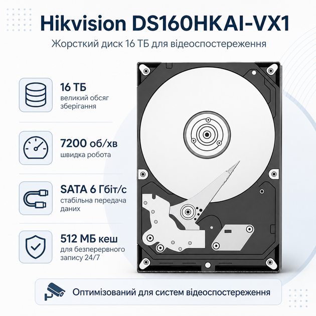 Жесткий диск внутренний 3.5" Hikvision Enterprise DS160HKAI-VX1 16Тб 7200 об/мин SATA 6 Гбит/с - изображение 2