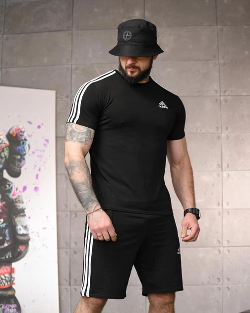 Літній комплект Adidas чорний чоловічий футболка та шорти XXL - зображення 4