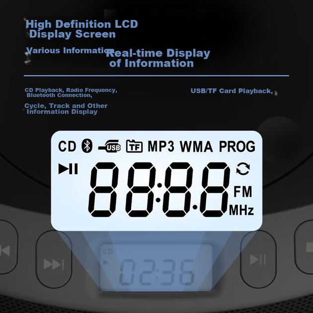 PHILIPS AZ5468 CD-програвач, портативний CD-програвач, Bluetooth-колонка, програвач альбомів, портативний настільний програвач дисків та CD, універсальний аудіофільський музичний USB - Фото 2 PHILIPS AZ5468 CD-програвач, портативний CD-програвач, Bluetooth-колонка, програвач альбомів, портативний настільний програвач дисків та CD, універсальний аудіофільський музичний USB - зображення 2