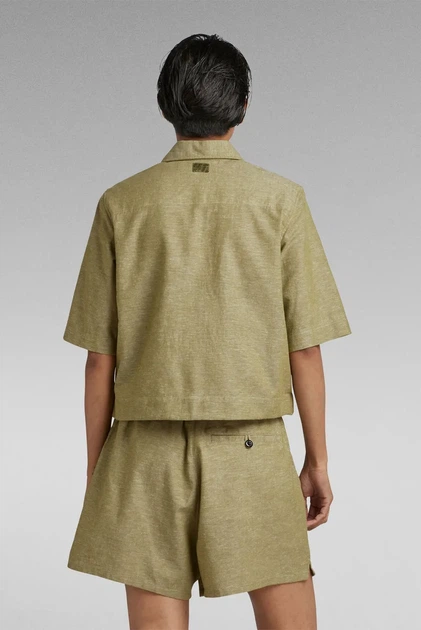 Жіноча оливкова сорочка cropped shirt G-Star S D22914,D123 - изображение 3