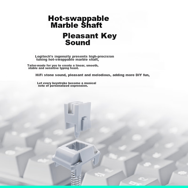 Logitech ALTO KEYS K98M Amber Series Налаштовувана бездротова механічна клавіатура зі штучним інтелектом, гарячою заміною, мармурові перемикачі, синьо-фіолетовий колір, 98 клавіш - зображення 4