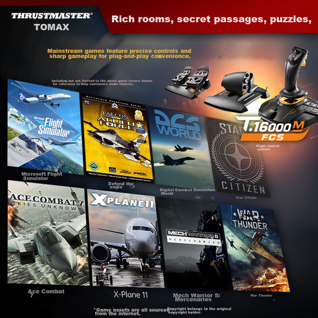 Джойстик THRUSTMASTER T16000M FCS, датчики Холла, для авиасимуляторов - Фото 1 Джойстик THRUSTMASTER T16000M FCS, датчики Холла, для авиасимуляторов - изображение 1