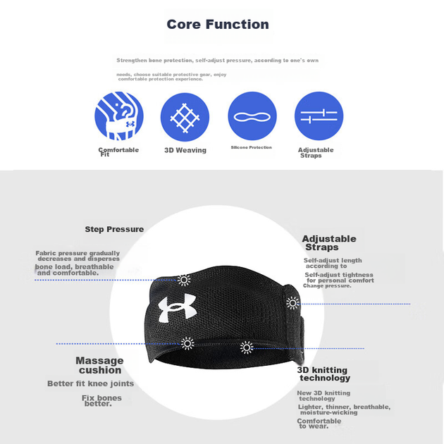 Наколенник Under Armour Sports для мужчин и женщин, поддержка колена при беге, защита мениска, прыжки со скакалкой, бадминтон, баскетбол. - изображение 2