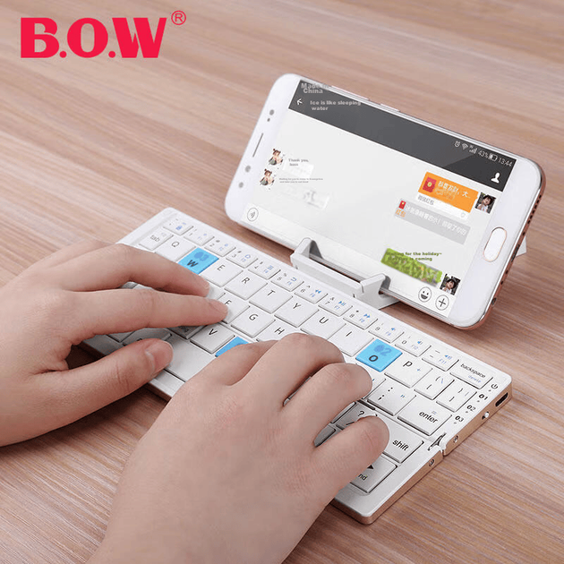 Клавиатура беспроводная BOW HB199 Bluetooth Серебристый - Фото 4 Клавиатура беспроводная BOW HB199 Bluetooth Серебристый - изображение 4