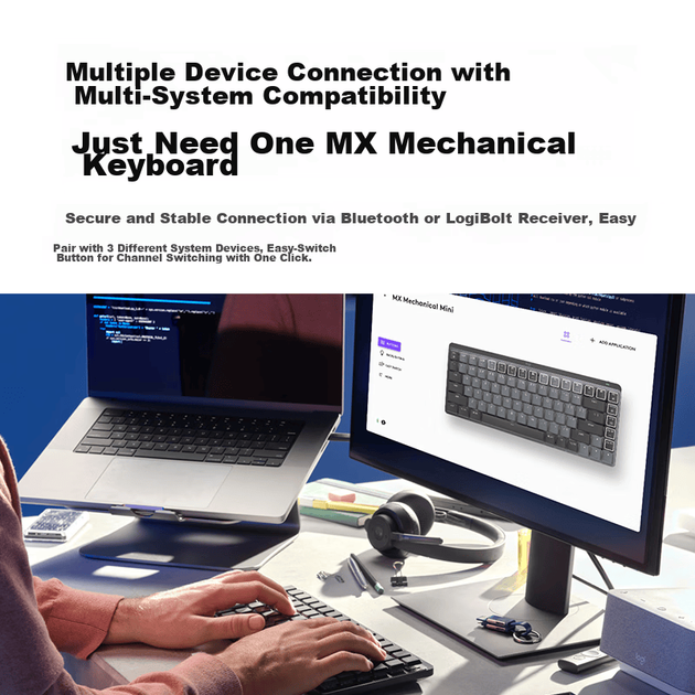 Logitech MX Mechanical Business Low-Noise Wireless Dual-Mode Low-Profile Mechanical Keyboard Smart Keyboard Full-Size Brown Switches 110 клавіш - зображення 8
