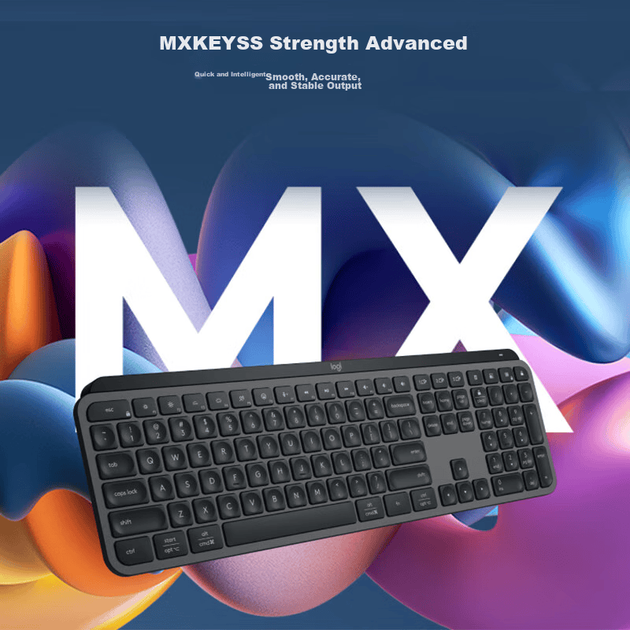 Бездротова Bluetooth-клавіатура Logitech MX Keys S, надтонка повнорозмірна, ергономічний дизайн, розумне підсвічування, з бездротовим приймачем, чорна, 108 клавіш - зображення 8