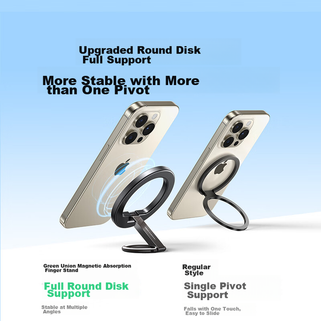 Магнитная подставка для телефона UGREEN MagSafe с кольцевым держателем, вращающаяся на 360°, складная, портативная, из сплава, подходит для iPhone 17/16 и Huawei Mate 70. - Фото 5 Магнитная подставка для телефона UGREEN MagSafe с кольцевым держателем, вращающаяся на 360°, складная, портативная, из сплава, подходит для iPhone 17/16 и Huawei Mate 70. - изображение 5