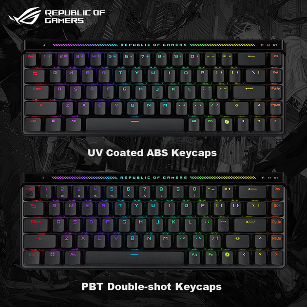 Ігрова клавіатура ROG Magician Ace HFX Magnetic Switch, дротова ігрова клавіатура з системою кріплення з прокладкою, частота опитування 8K, така ж, як у моделі Xiaomibing Team, УФ-покриття, версія з ABS - зображення 7