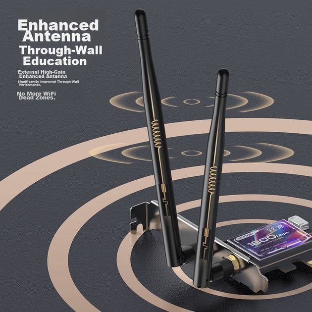 EDUP AX1800 Гигабитная игровая двухдиапазонная 5G настольная сетевая карта со встроенным интерфейсом PCI-E и приемником-передатчиком WIFI6 EP-9658 - Фото 6 EDUP AX1800 Гигабитная игровая двухдиапазонная 5G настольная сетевая карта со встроенным интерфейсом PCI-E и приемником-передатчиком WIFI6 EP-9658 - изображение 6