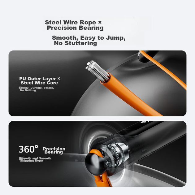 Feilipu Smart Jump Rope, бездротова скакалка для дорослих, фітнес для схуднення, спалювання жиру, спеціалізована зважена скакалка з підрахунком 3703D, зоряно-сірий колір - зображення 2