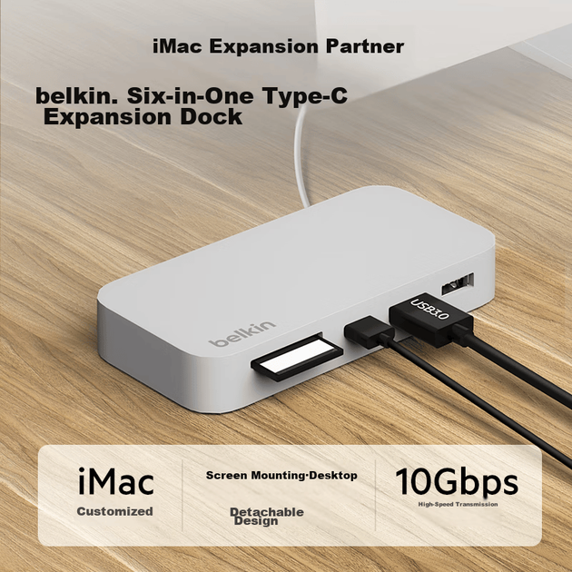 Вигнутий адаптер BELKIN Type-C, док-станція розширення для комп'ютера Apple iMac, зчитувач карт TF/SD на шість входів, портативний USB Ethernet HDMI, сумісний з Thunderbolt, INC011 - Фото 5 Вигнутий адаптер BELKIN Type-C, док-станція розширення для комп'ютера Apple iMac, зчитувач карт TF/SD на шість входів, портативний USB Ethernet HDMI, сумісний з Thunderbolt, INC011 - изображение 5