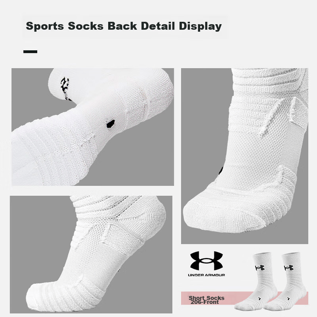 Шкарпетки Under Armour 22610208 унісекс баскетбольні бавовняні з махровою підошвою, білі, 3 пари, розмір L - Фото 8 Шкарпетки Under Armour 22610208 унісекс баскетбольні бавовняні з махровою підошвою, білі, 3 пари, розмір L - зображення 8