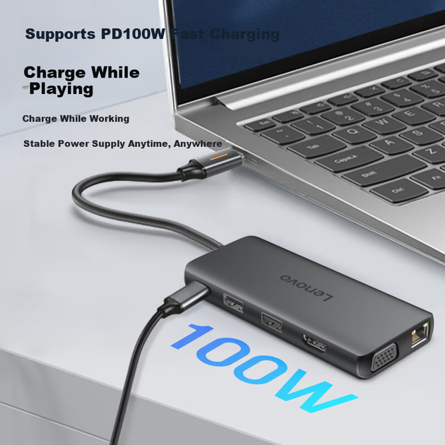 Док-станция Lenovo Type-C, USB-C кардридер, HDMI-адаптер для зеркального отображения экрана 4K60 Гц, адаптер для гигабитного Ethernet-порта, удлинительный кабель-разветвитель, многопортовый USB-конвертер - Фото 2 Док-станция Lenovo Type-C, USB-C кардридер, HDMI-адаптер для зеркального отображения экрана 4K60 Гц, адаптер для гигабитного Ethernet-порта, удлинительный кабель-разветвитель, многопортовый USB-конвертер - изображение 2