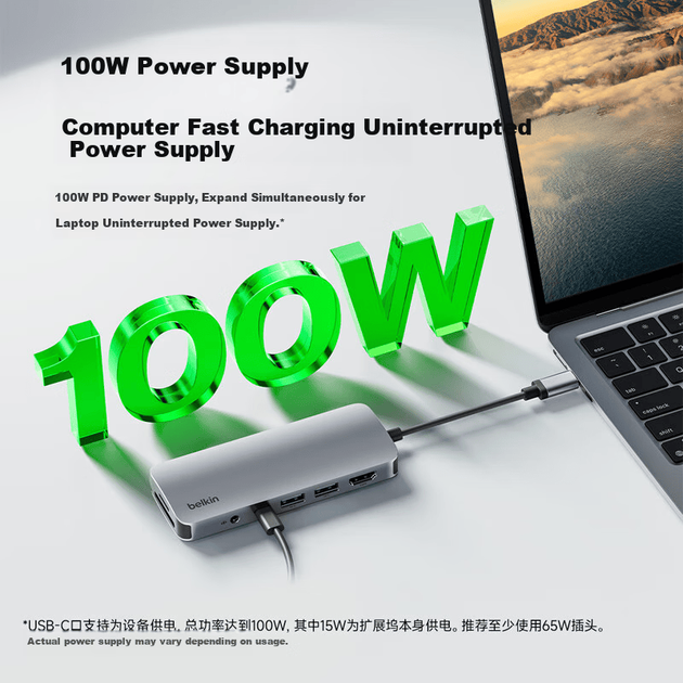 Док-станция расширения BELKIN Type-C, эффективный 7-дюймовый адаптер для iPad, конвертер для компьютеров Apple, поддержка питания PD 100 Вт, зеркальное отображение экрана HDMI, устройство чтения карт USB/SD AVC009-V2 - Фото 2 Док-станция расширения BELKIN Type-C, эффективный 7-дюймовый адаптер для iPad, конвертер для компьютеров Apple, поддержка питания PD 100 Вт, зеркальное отображение экрана HDMI, устройство чтения карт USB/SD AVC009-V2 - изображение 2