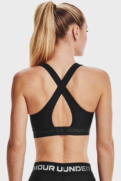 Жіночий чорний топ UA Crossback Mid Bra Under Armour M 1361034-001 - Фото 2 Жіночий чорний топ UA Crossback Mid Bra Under Armour M 1361034-001 - изображение 2