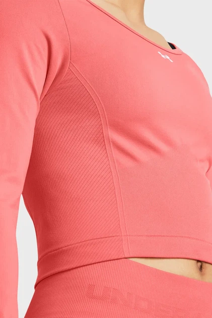 Жіночий кораловий лонгслів UA Train Seamless LS Under Armour MD 1379150-811 - изображение 3
