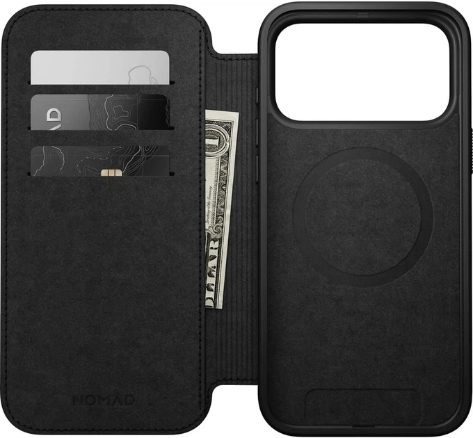 Etui z klapką Nomad Modern Leather Folio Horween Magsafe do iPhone 17 Pro Max Czarne (856504014148) - obraz 3