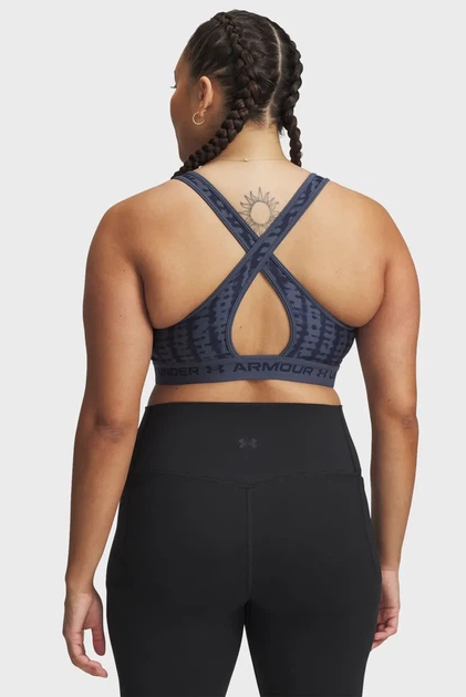 Жіночий темно-сірий топ з візерунком Crossback Mid Print Under Armour LG 1361042-044 - изображение 3
