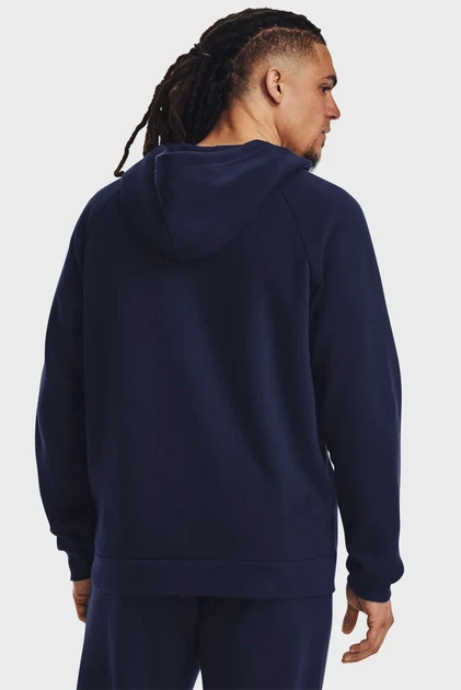 Чоловіче темно-синє худі UA Rival Fleece FZ Hoodie Under Armour L 1379767-410 - изображение 3