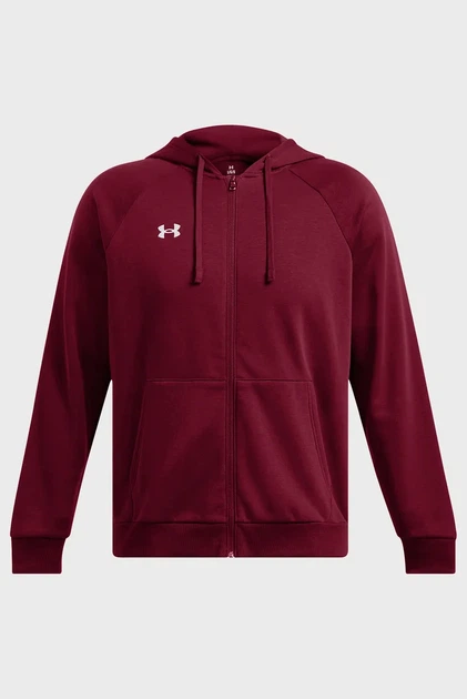Чоловіче бордове худі UA Rival Fleece FZ Hoodie Under Armour SM 1379767-625 - изображение 4