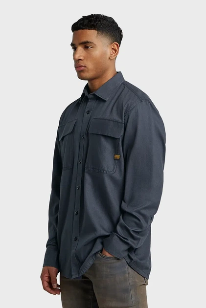 Чоловіча темно-синя сорочка CPO Regular Shirt l/s G-Star L D23583,D913 - изображение 3