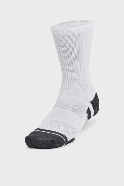 Білі носки (3 пари) UA Performance Tech 3pk Crew Under Armour M 1379512-100 - зображення 3