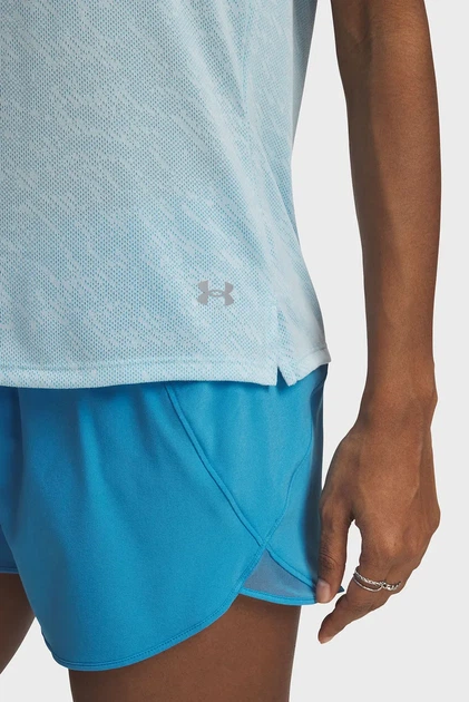 Жіноча блакитна футболка UA Launch Camo Shortsleeve Under Armour XS 1386337-494 - Фото 3 Жіноча блакитна футболка UA Launch Camo Shortsleeve Under Armour XS 1386337-494 - изображение 3