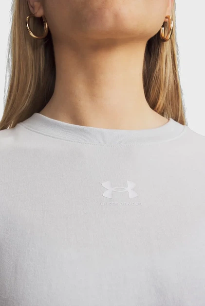 Жіноча світло-сіра футболка UA Rival Boxy Tee Solid Under Armour S 6011064-023 - изображение 3