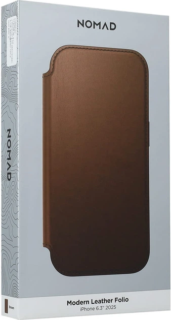 Etui z klapką Nomad Modern Leather Folio Magsafe do iPhone 17 Brązowe (856504014209) - obraz 3