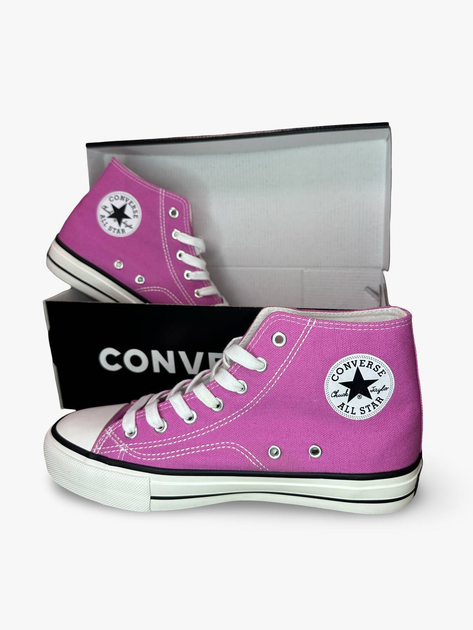 Жіночі кеди високі з вишивкою Converse рожеві 38 - зображення 2