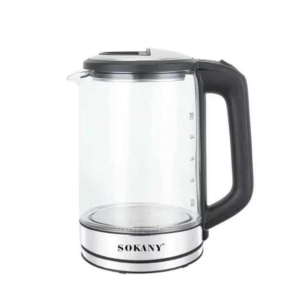 Электрочайник стеклянный Sokany SK-09013 прозрачный 2.5 л 1500 Вт с подсветкой (107-80-SK-09013) - изображение 2