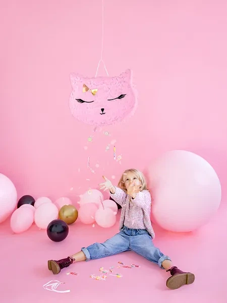 Piniata PartyDeco Kotek 35 x 27 x 9 cm Różowa (PIN11) (5900779117174) - obraz 4