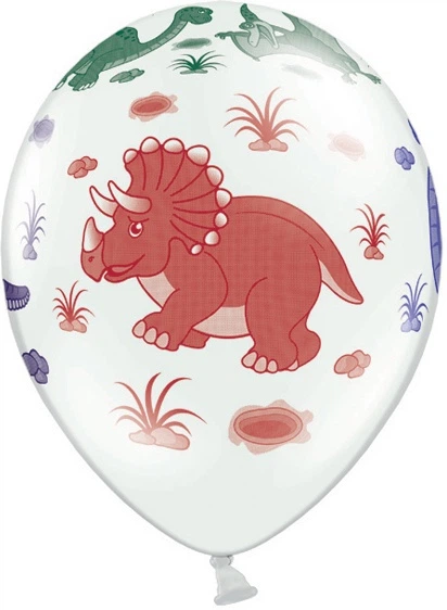Balony PartyDeco Dinozaury Pastel pure 30 cm Białe 50 szt (5901157492234) - obraz 2