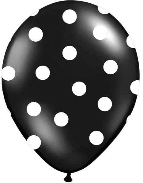 Balony PartyDeco Pastel Kropki 30 cm Czarne 50 szt (5901157492401) - obraz 2