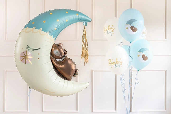 Повітряні кульки PartyDeco Хлопчик 30 см Біло-блакитні 50 шт (5904555046733) - зображення 2
