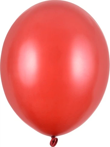 Повітряні кульки PartyDeco Strong Metallic 30 см Маковий червоний колір 100 шт (5901157485939) - зображення 2