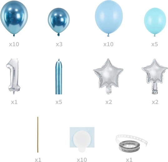 Букет повітряних кульок PartyDeco Цифра 1 90 x 140 см Синій (5900779142473) - зображення 3