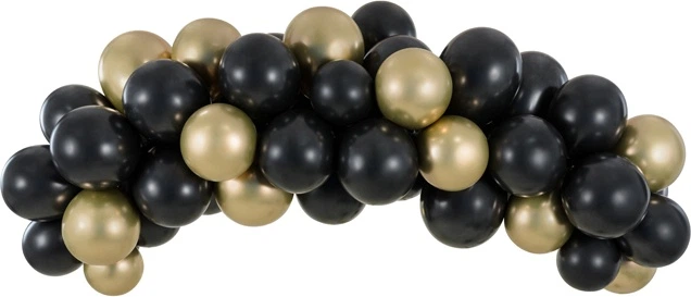 Girlanda balonowa PartyDeco 200 cm Czarno-złota 60 szt (5900779175921) - obraz 2