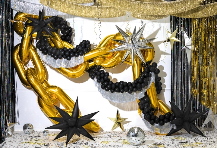 Гірлянда з повітряних кульок PartyDeco Ланцюг 67 м Золота 14 шт (5904555010574) - зображення 6