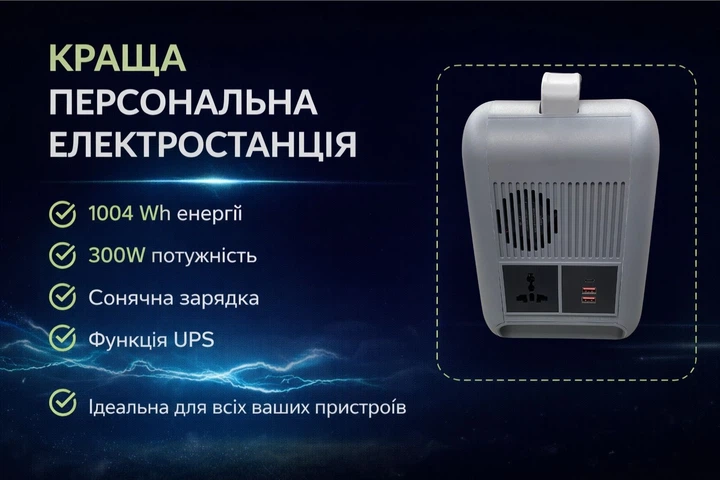 Зарядна станція eCandle 1000Wh (300W) LiFePO4 портативна електростанція з UPS, AC 220В, MPPT 200W - зображення 10