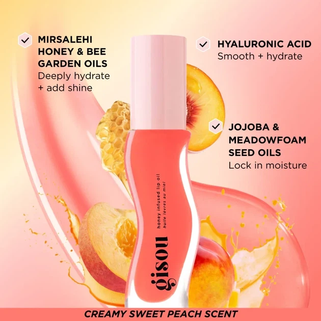 Увлажняющее масло для губ Gisou Honey Infused Lip Oil Bee-llini Peach 8 мл - изображение 7