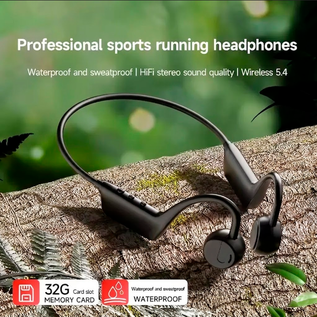 Бездротові кісткові навушники X1 Pro Bluetooth, спортивна гарнітура з мікрофоном + підтримка SD-карт, Black - Фото 4 Бездротові кісткові навушники X1 Pro Bluetooth, спортивна гарнітура з мікрофоном + підтримка SD-карт, Black - зображення 4