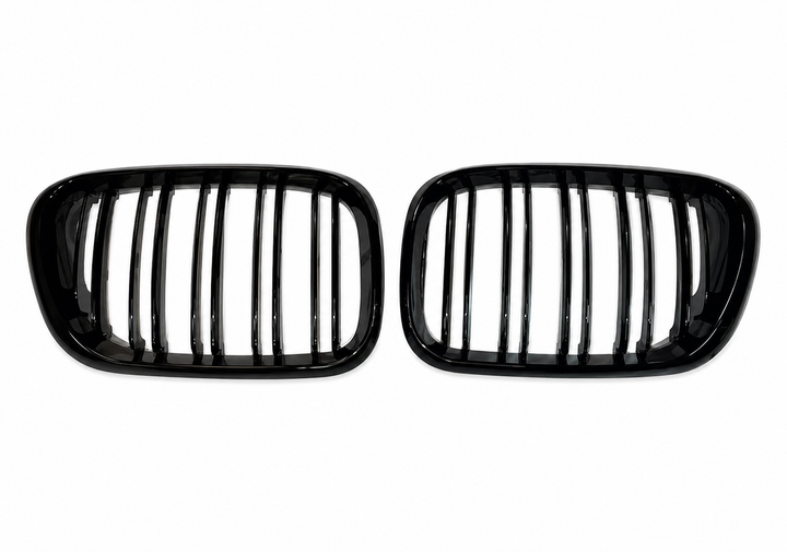 Подвійна решітка радіатора гриль BMW X5 E53 1998-2003 M-Style чорний глянець ABS - зображення 2