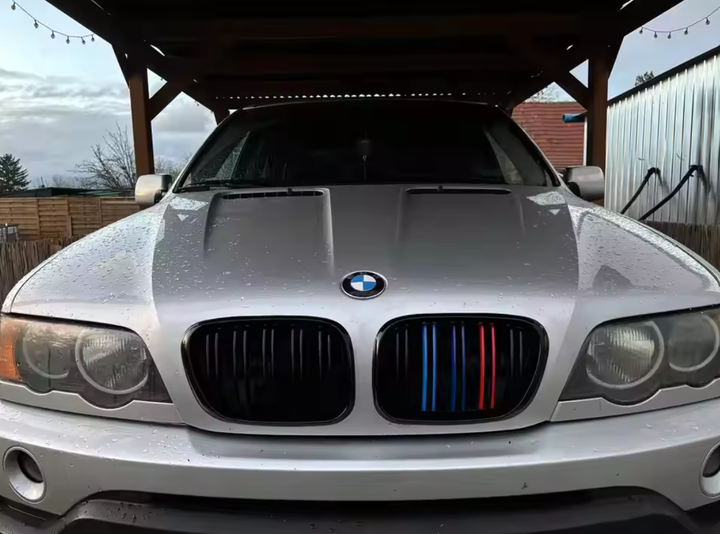 Подвійна решітка радіатора гриль BMW X5 E53 1998-2003 M-Style чорний глянець ABS - зображення 6