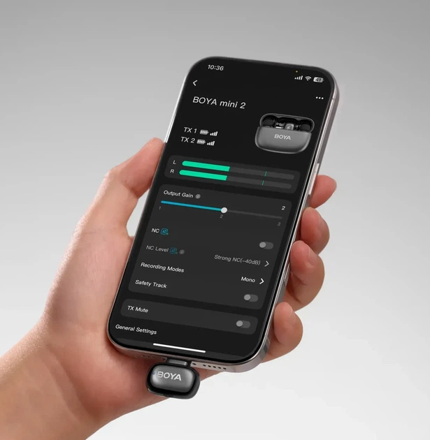 Петличний міні мікрофон BOYA mini 2-04 USB Type-C на 2 осіб з AI шумозаглушенням для iPhone та Android - зображення 6