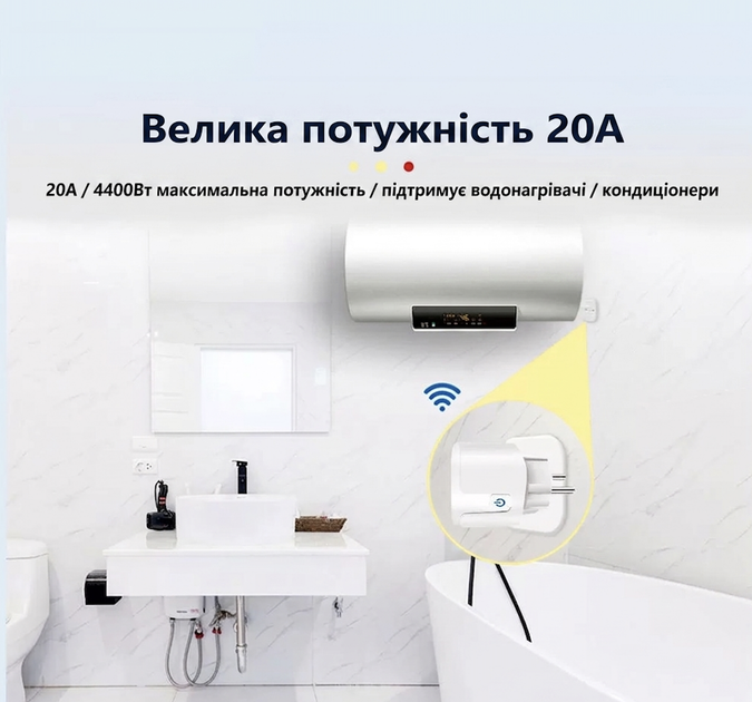 Умная розетка Tuya 20A WiFi с поддержкой Alexa, удалённое управление через приложение, голосовое управление, таймер, для дома - изображение 4