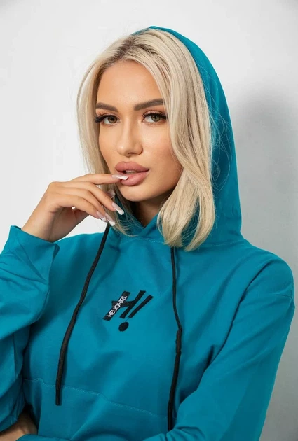 Спортивний костюм жіночий двонитка, колір бірюзовий, 214R1419-003 розмір L - зображення 2